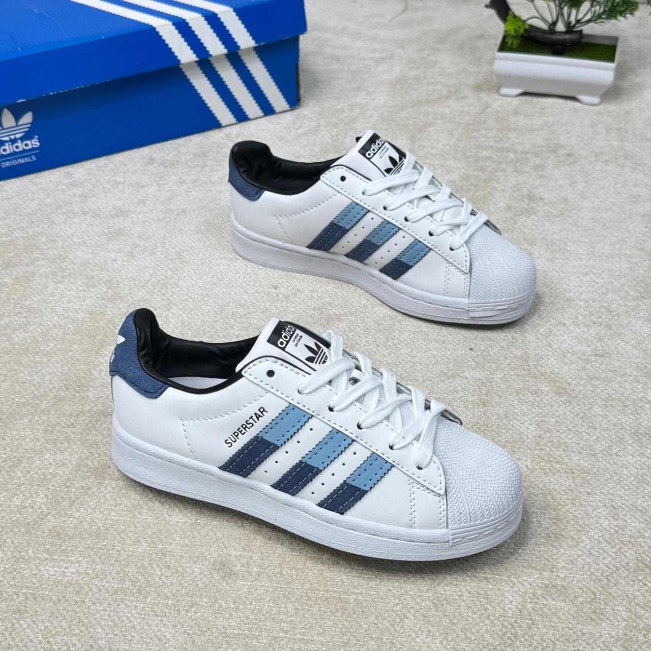 Adidas Superstar White Blue Gradient